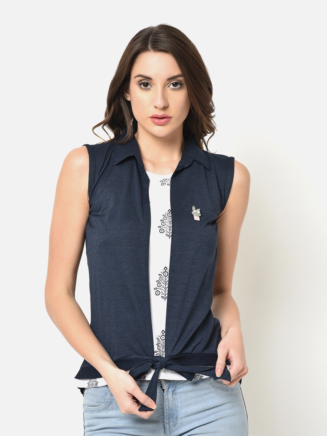 

V2 Value & Variety Navy Blue Layered Regular Top