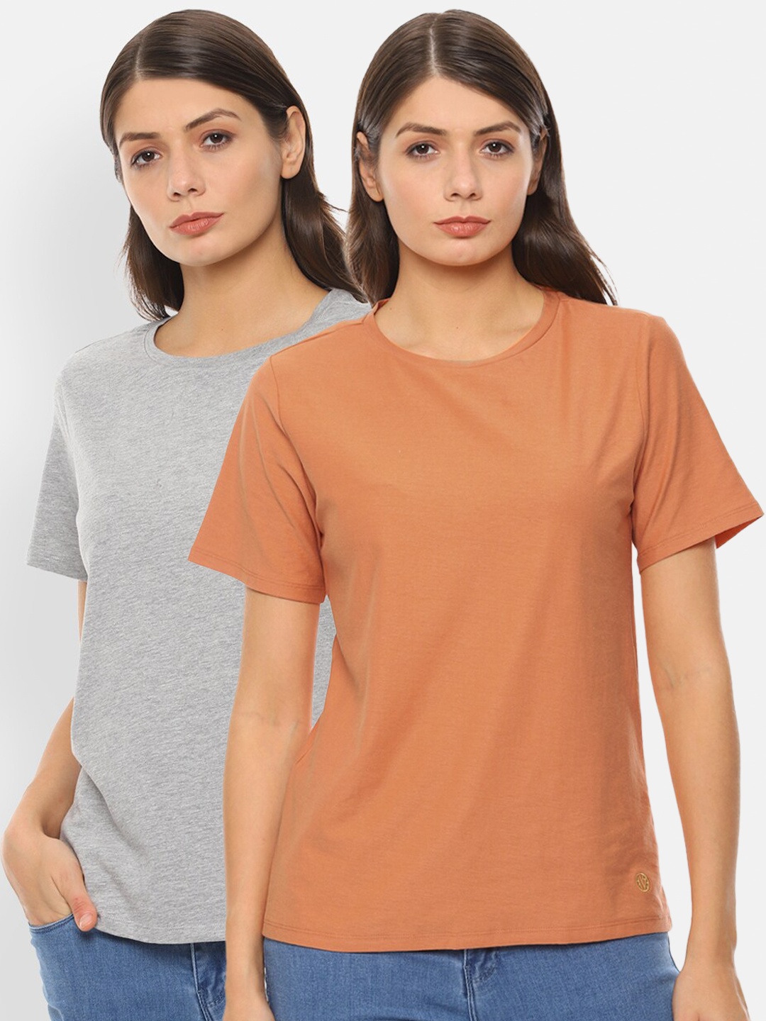 

Van Heusen Woman Women Rust & Grey 2 Pure Cotton T-shirts