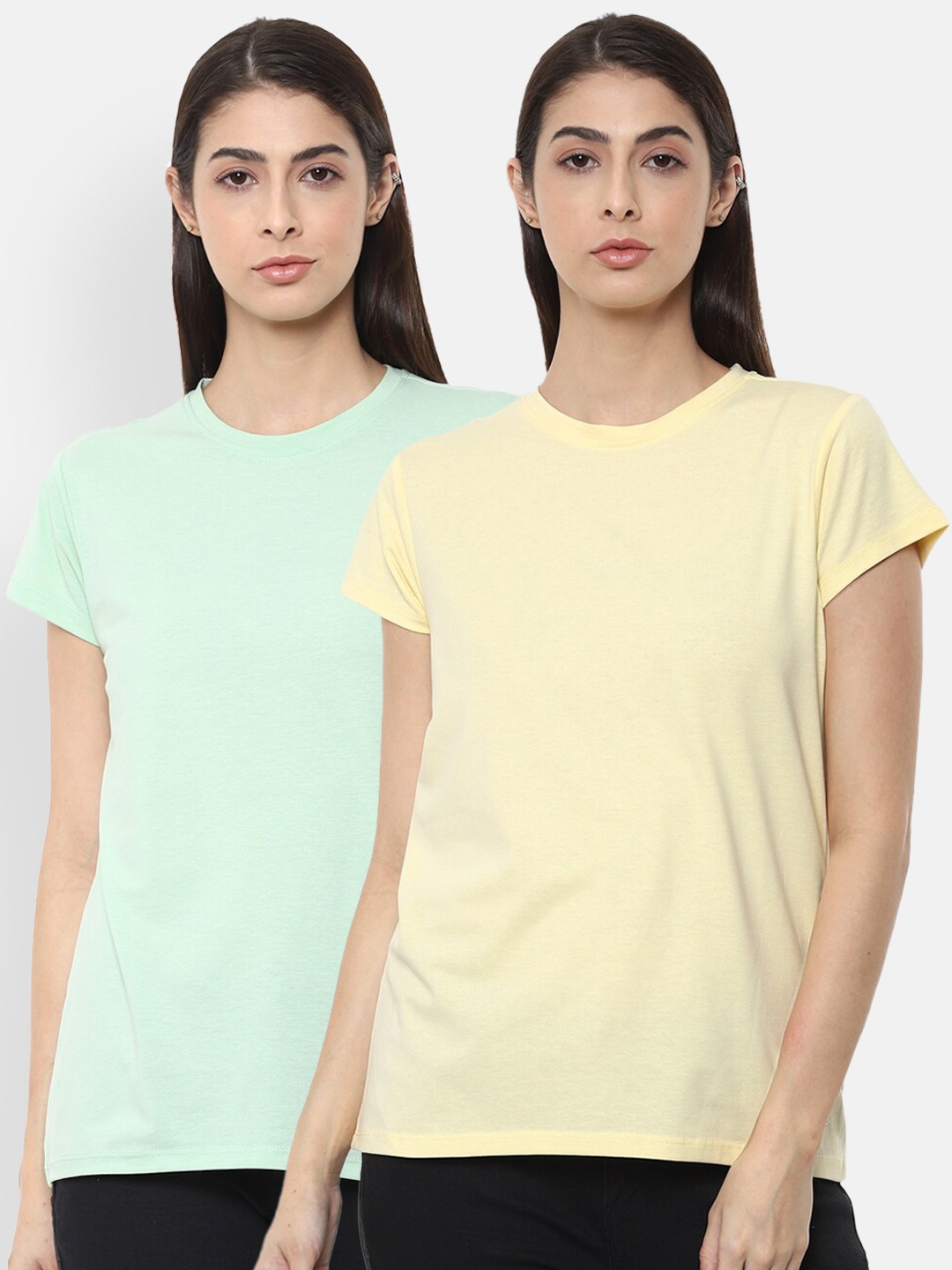 

Van Heusen Woman Women Pack of 2 Sea Green & Yellow T-shirts