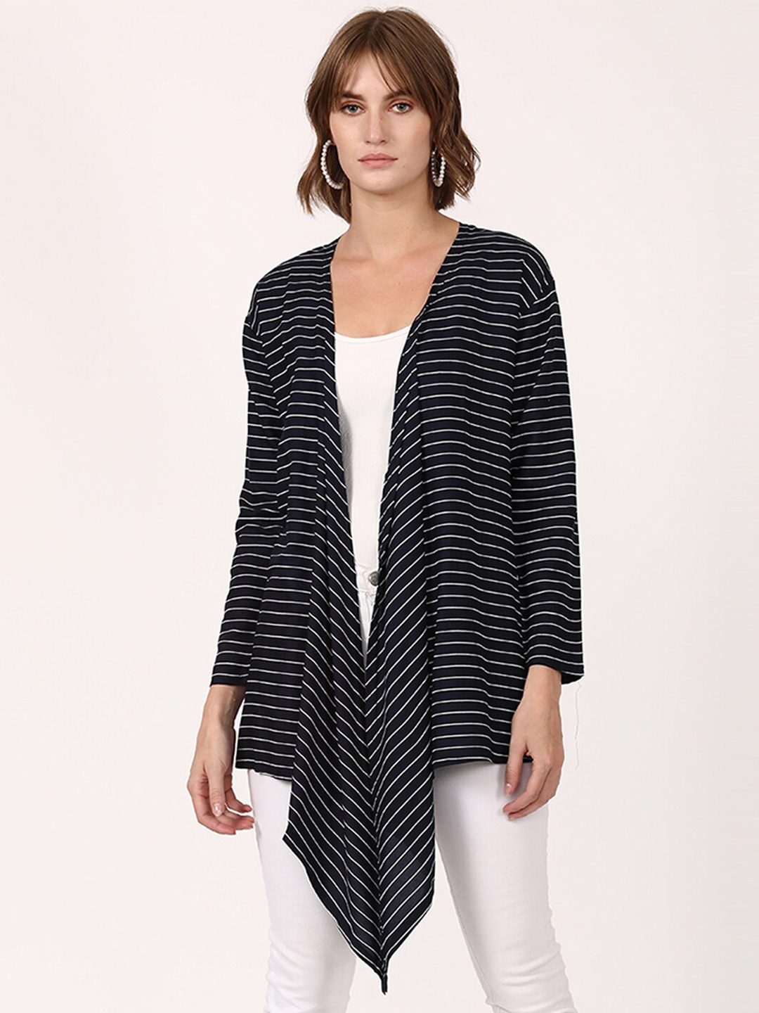 

V2 Value & Variety Women Black & White Striped Shrug