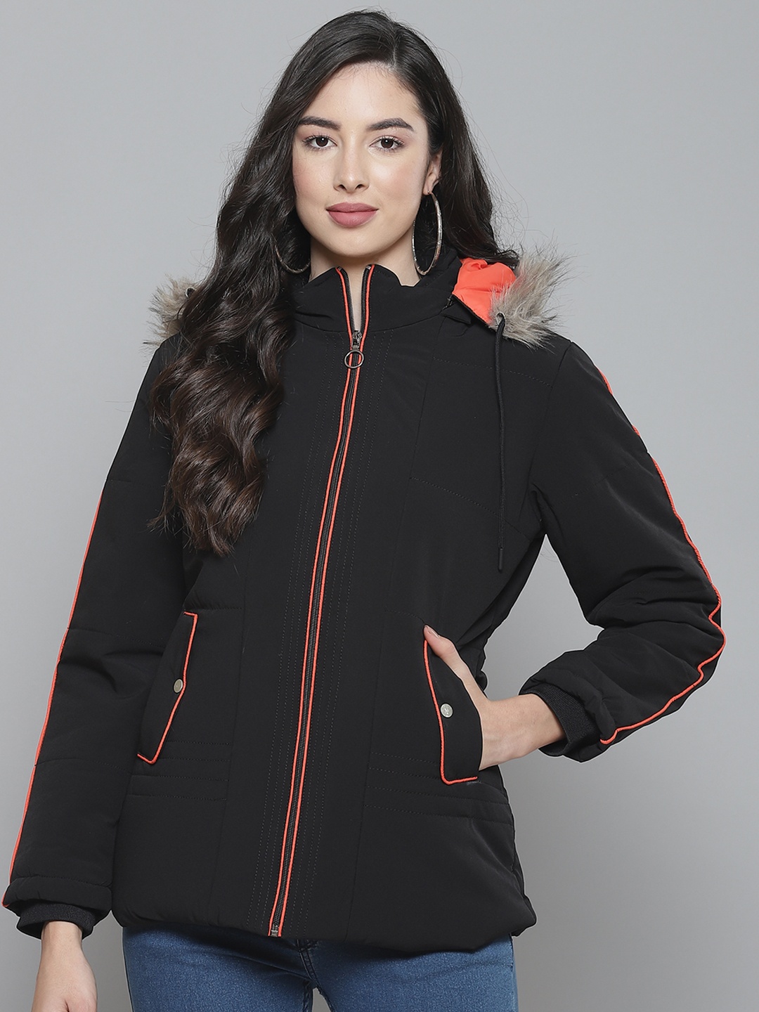 

Foreign Culture By Fort Collins Women Black Parka Jacket with Detachable Hood
