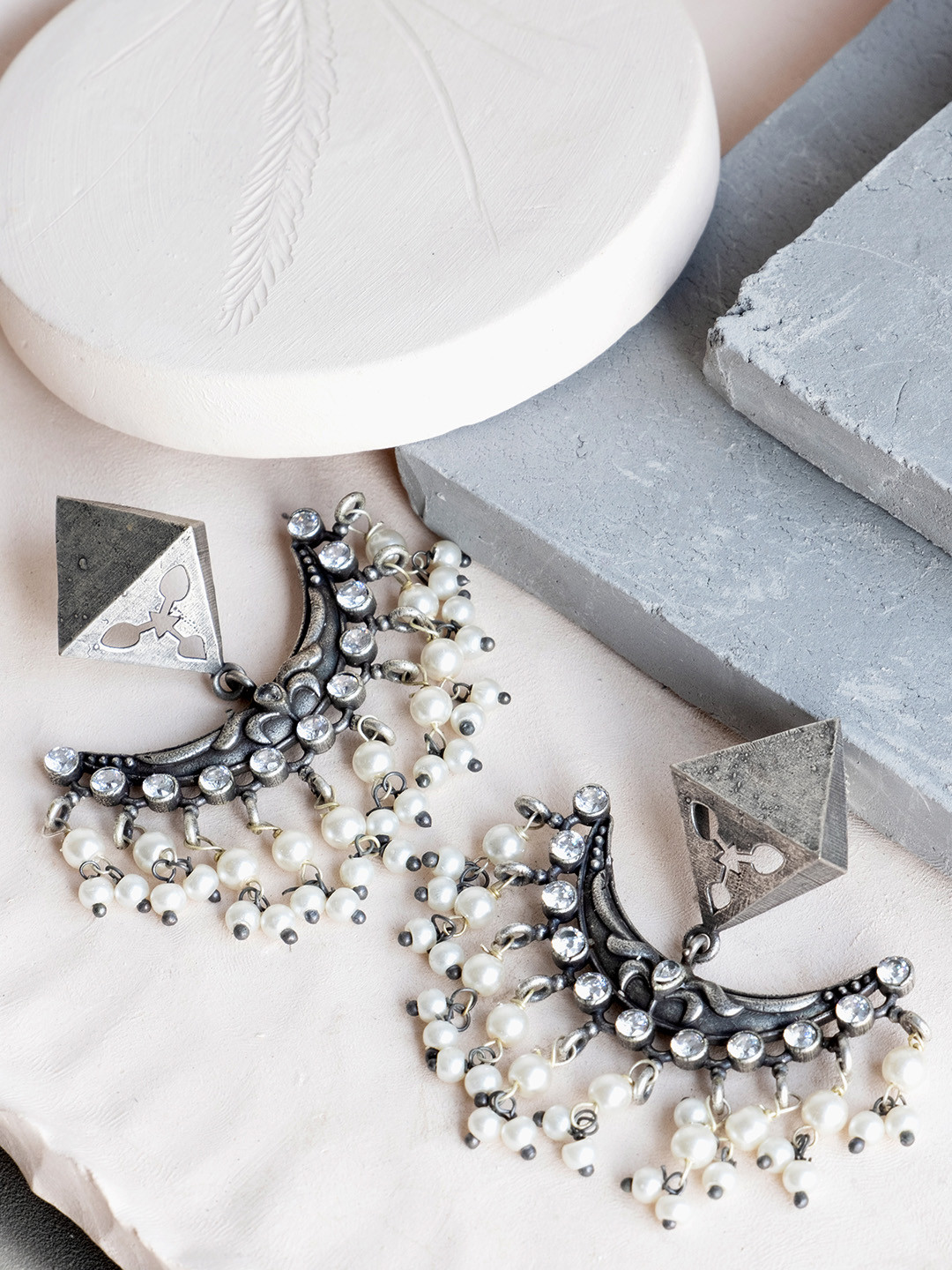 

Infuzze Silver-Toned Contemporary Drop Earrings