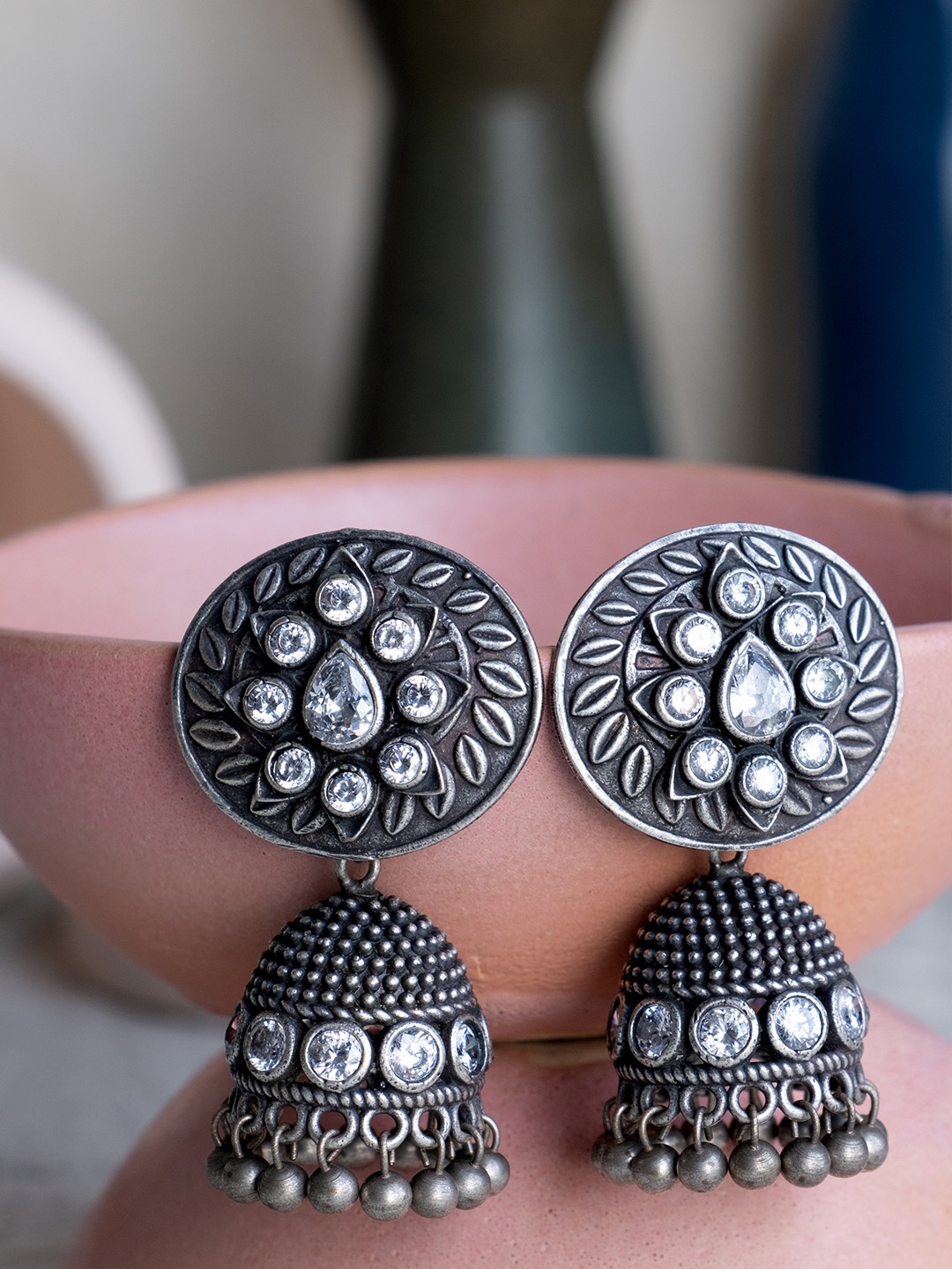 

Infuzze Woman Silver-Toned Contemporary Jhumkas Earrings