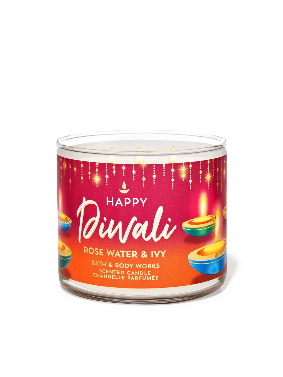 

Bath & Body Works Diwali Rose Water & Ivy 3-Wick Candle, Red