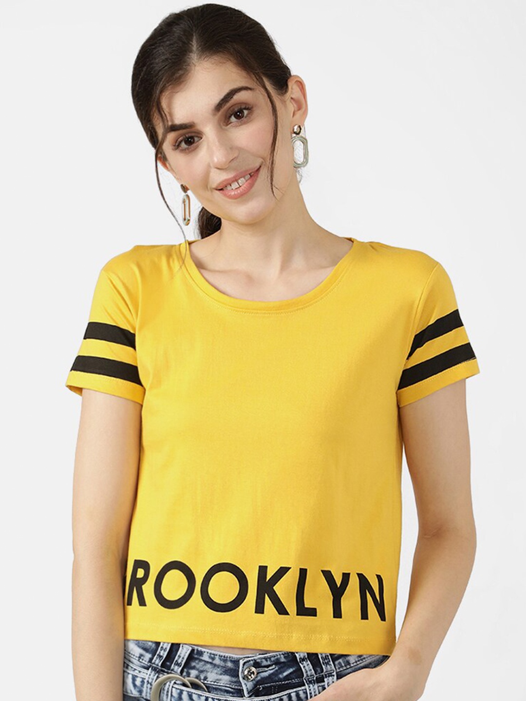 

V2 Value & Variety Mustard Yellow & Black Regular Top