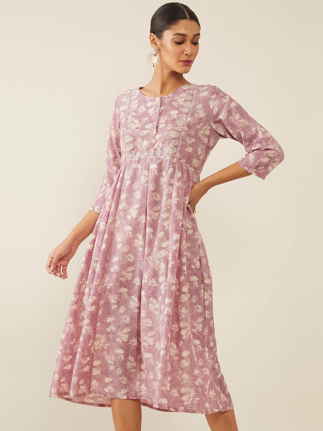 

Soch Purple Floral A-Line Dress