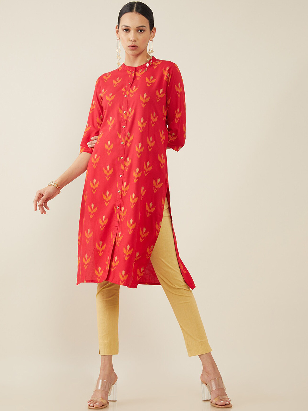 

Soch Women Red Ethnic Motifs Printed Kurta