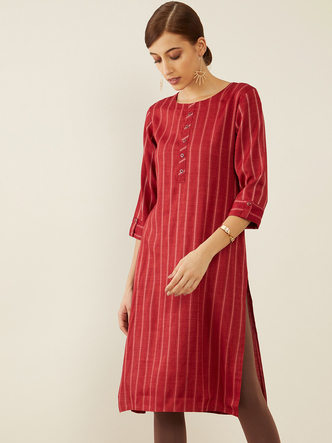 

Soch Women Maroon Striped Kurta