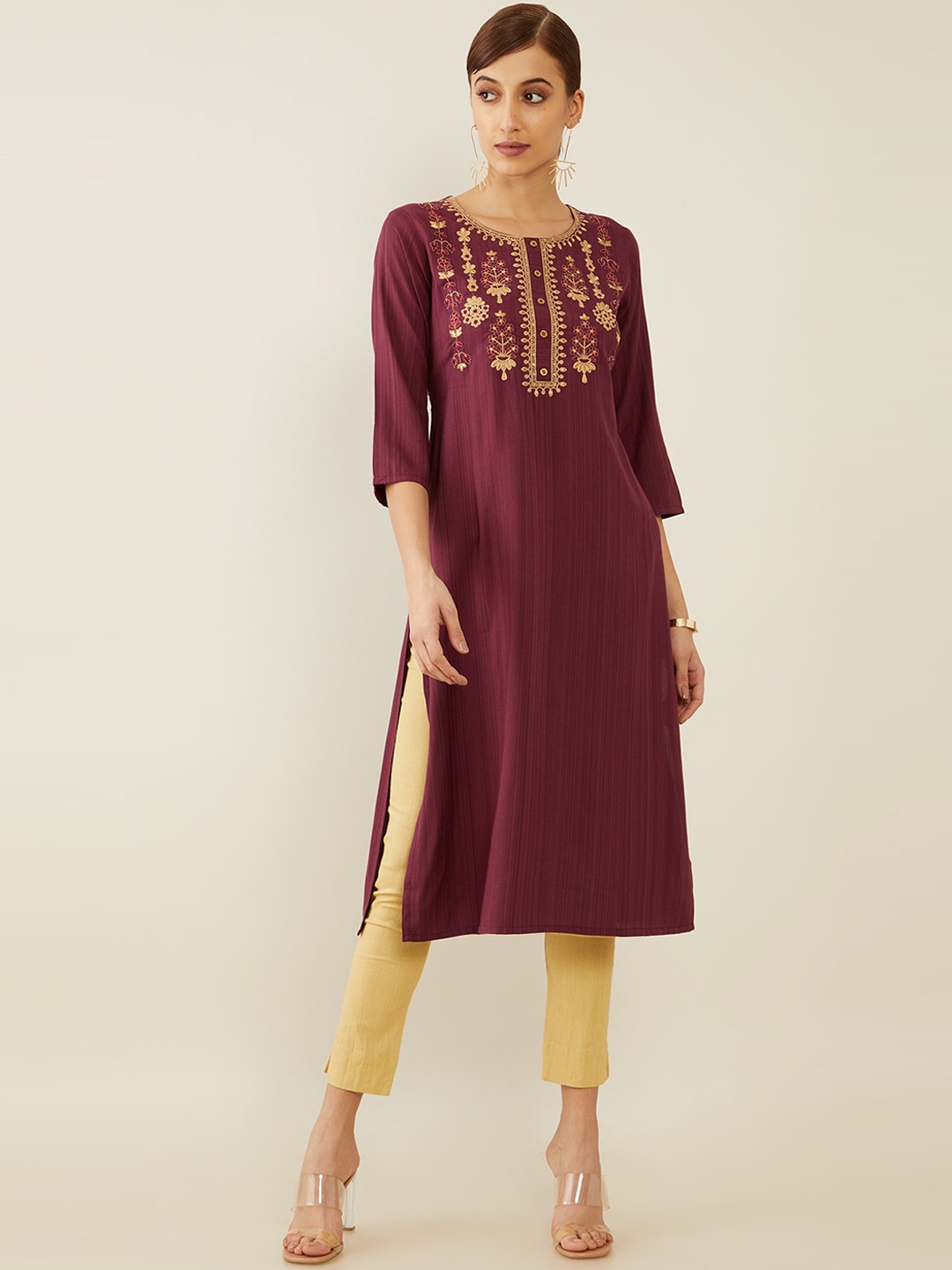 

Soch Women Pink Ethnic Motifs Embroidered Thread Work Kurta