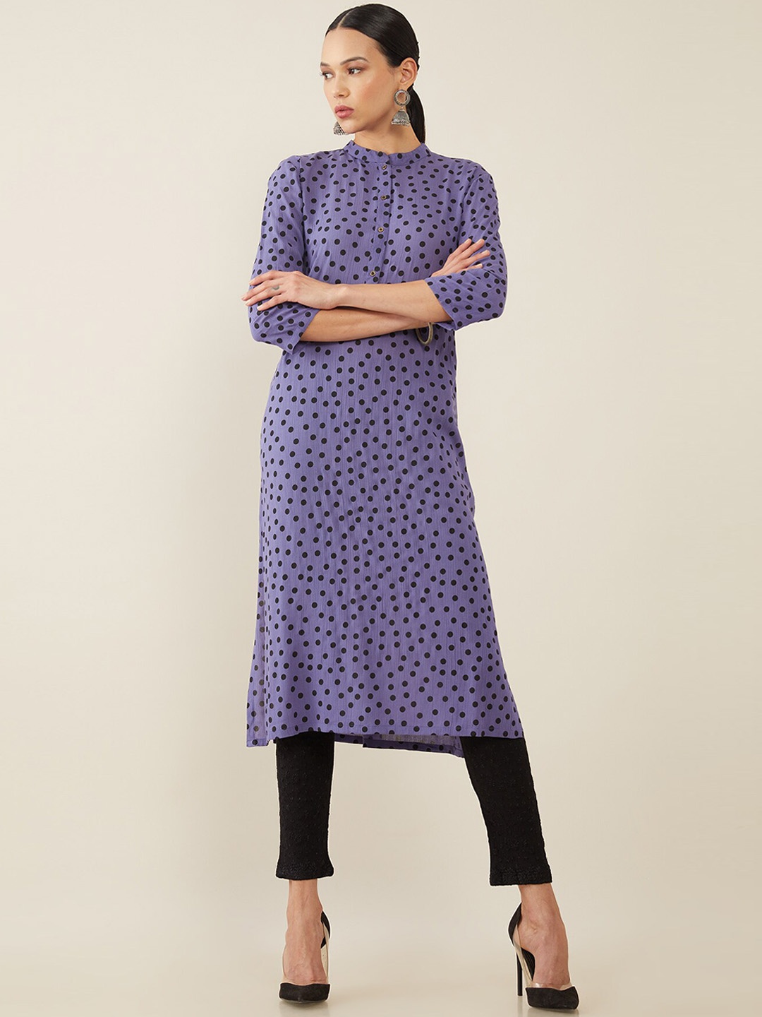 

Soch Women Purple & Black Printed Kurta