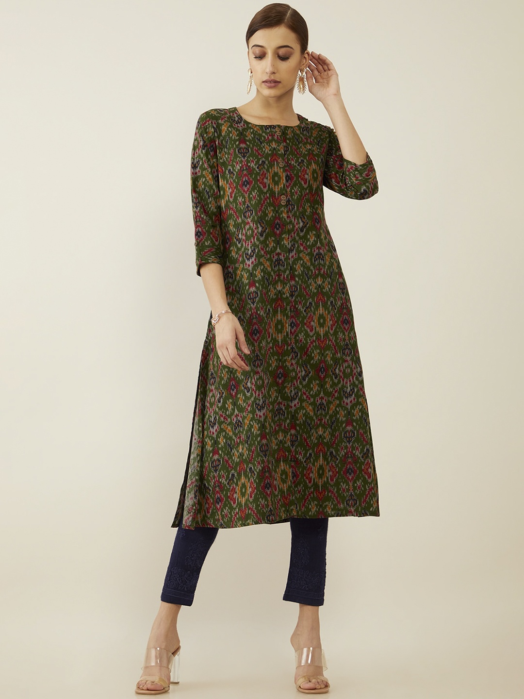 

Soch Women Green & Red Ethnic Motifs Printed Kurta