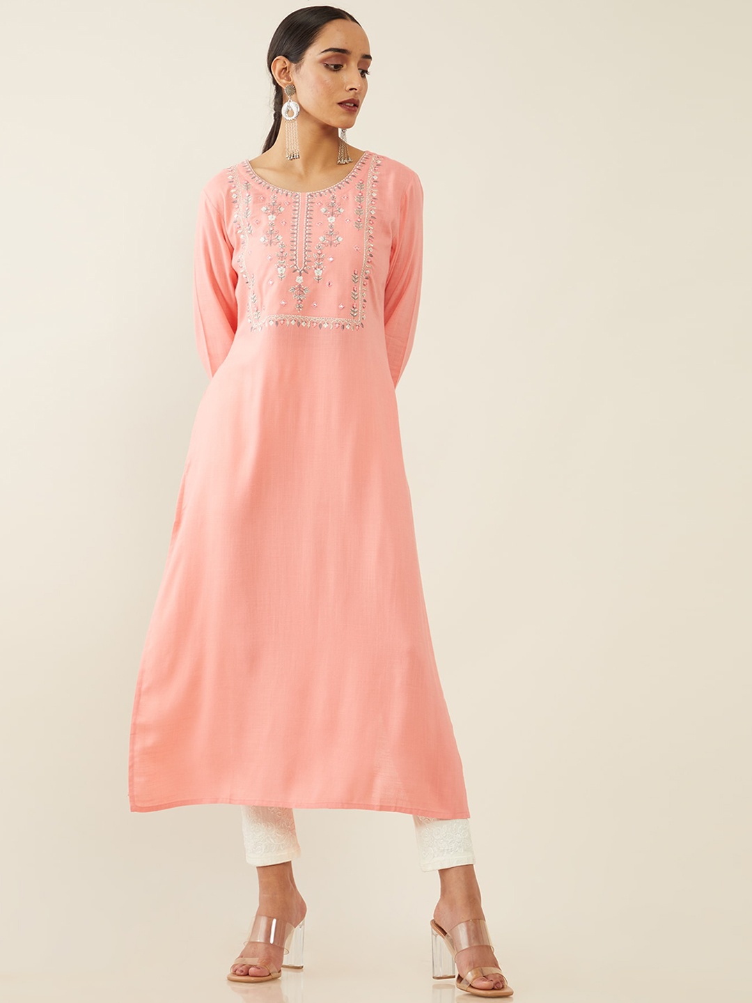 

Soch Women Pink Thread Work Kurta