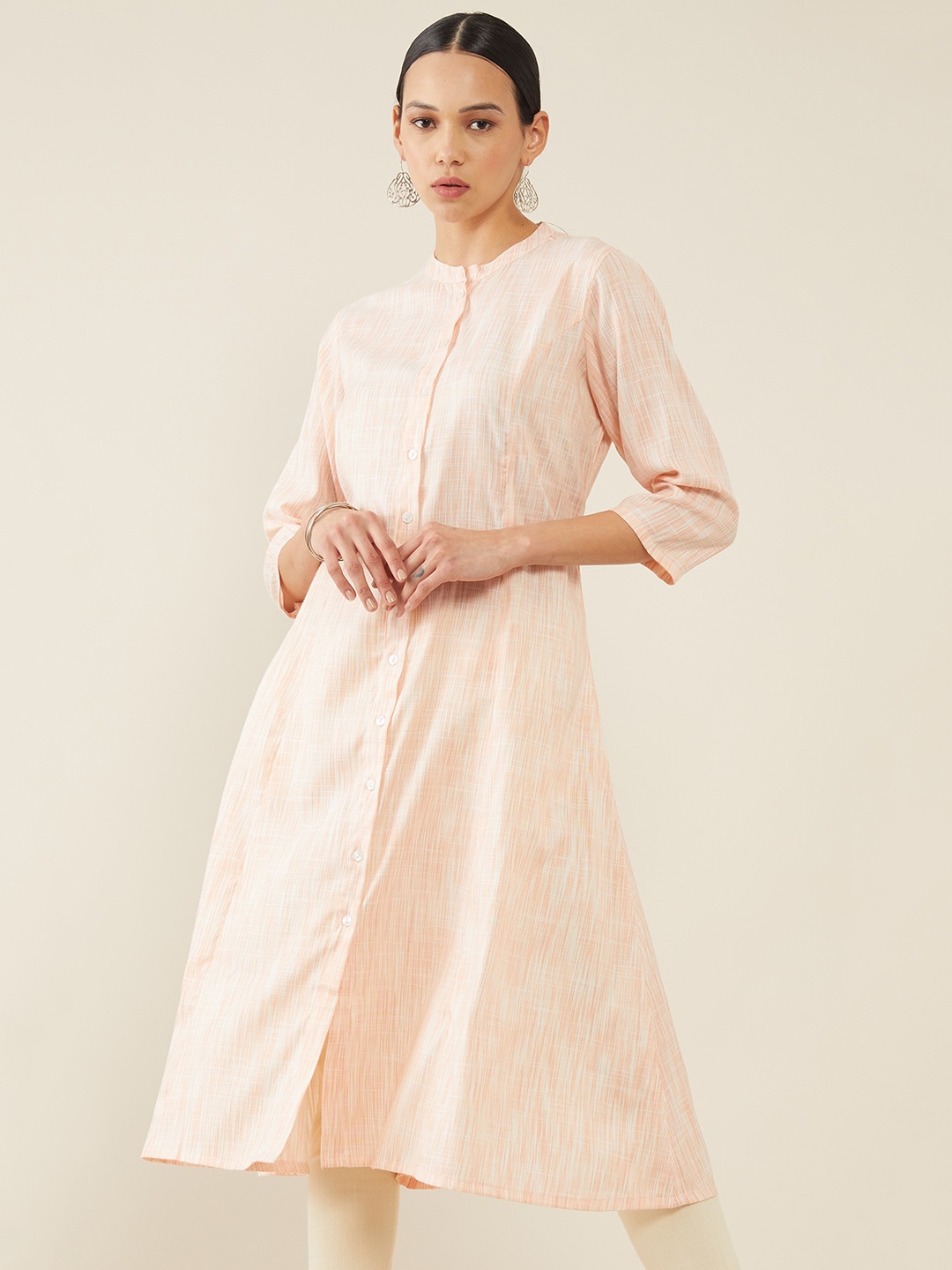 

Soch Women Orange Woven Design A-line Kurta