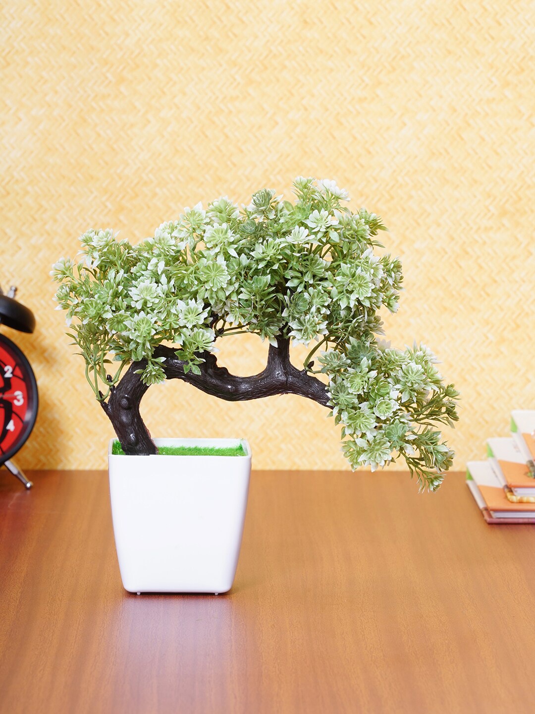 

Dekorly Green & White Artificial Bonsai Plant With Pot