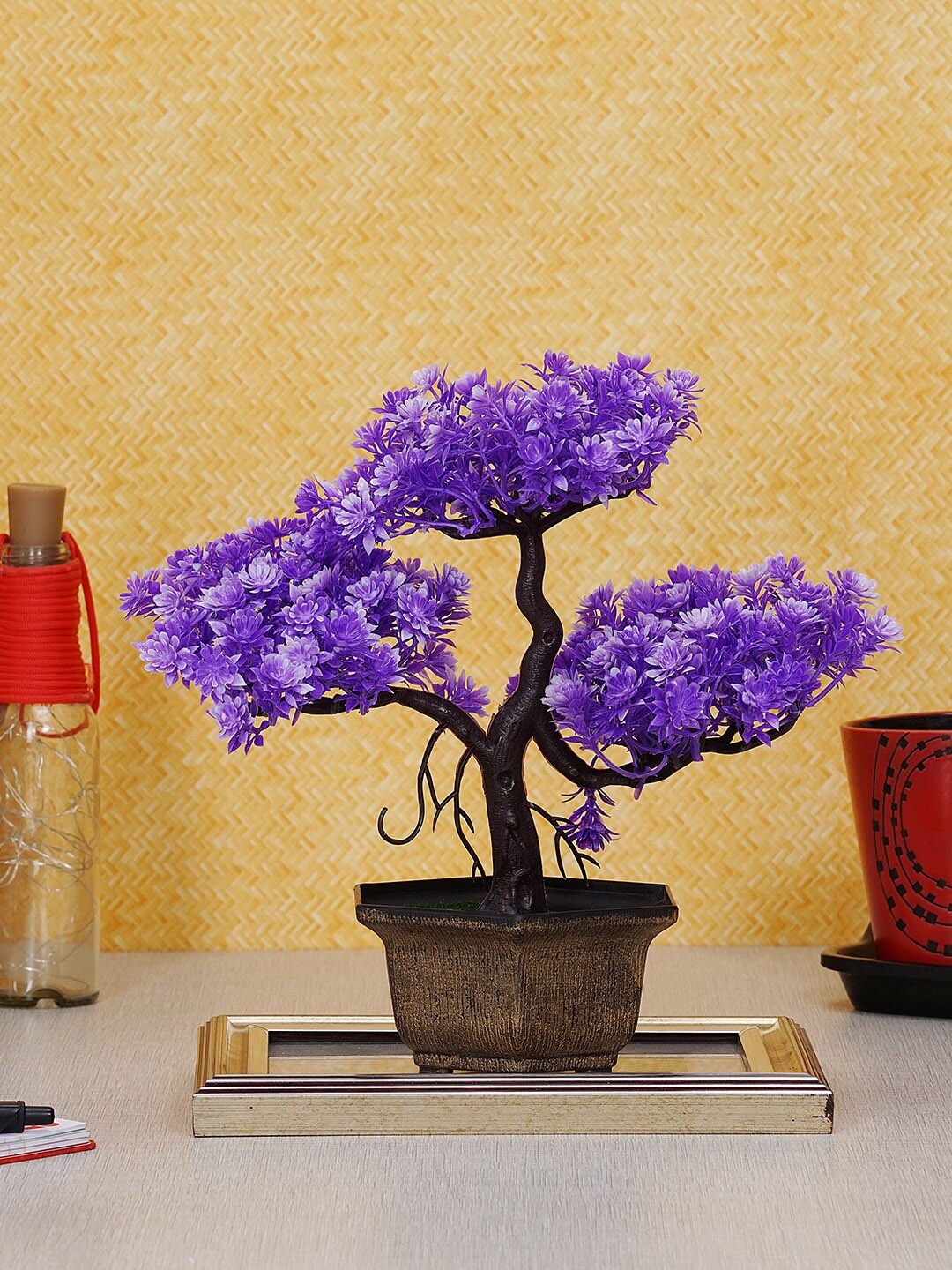 

Dekorly Purple & Brown Artificial Bonsai Plant With Pot