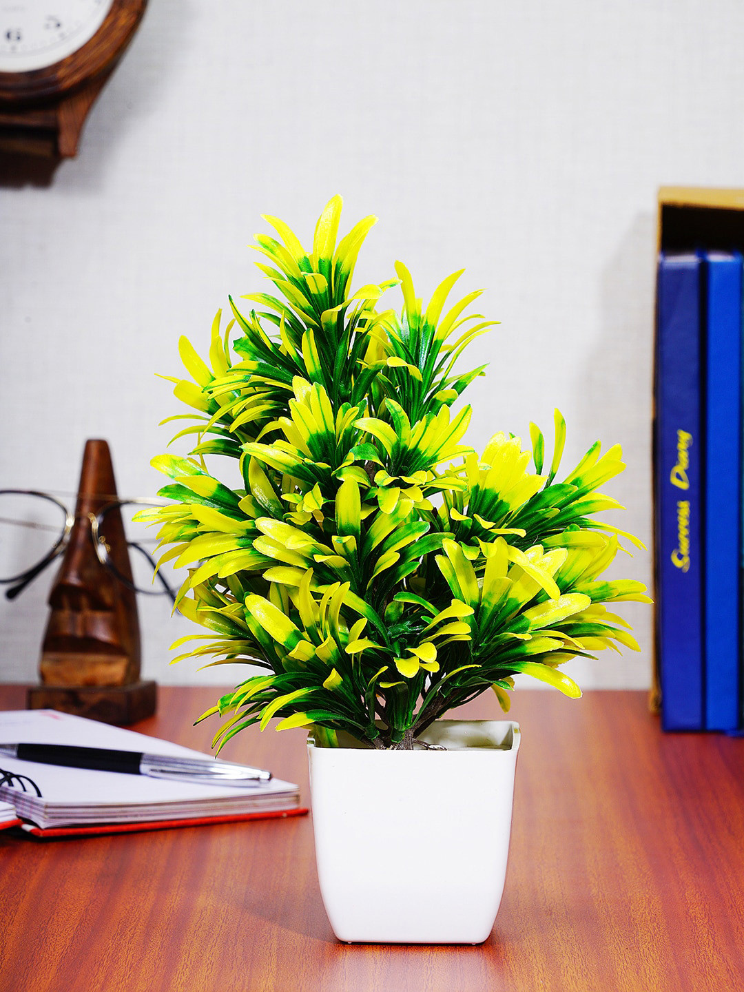 

Dekorly Green & Yellow Artificial Eucalyptus Plant
