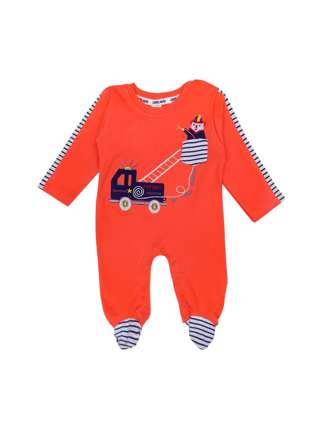 

Little Folks Unisex Kids Red Fleece Romper with Booty