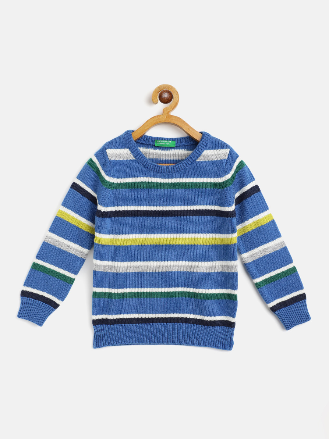 

United Colors of Benetton Boys Blue & White Striped Pullover