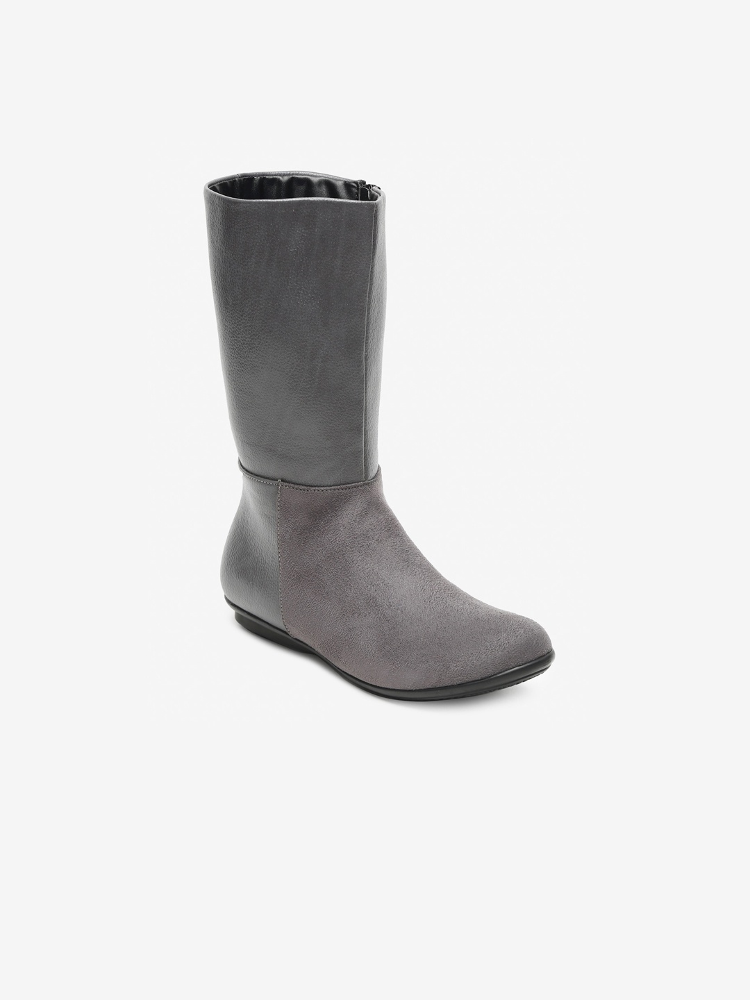 

Flat n Heels Women Grey Suede Flat Boots