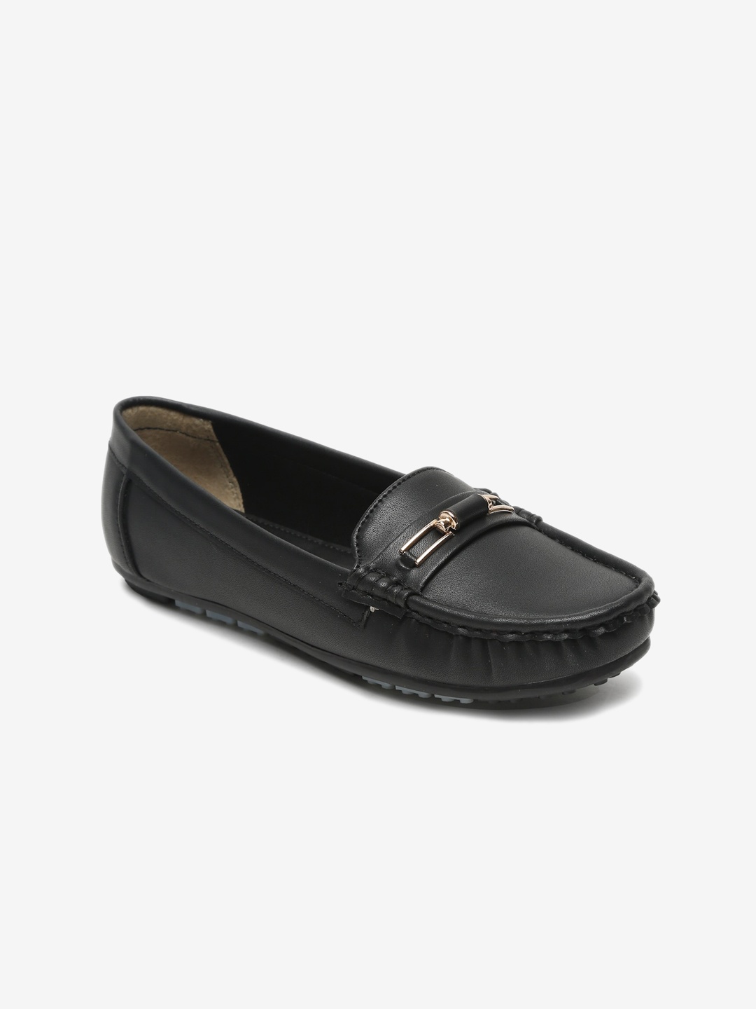 

Flat n Heels Women Black Solis Perforations Loafers