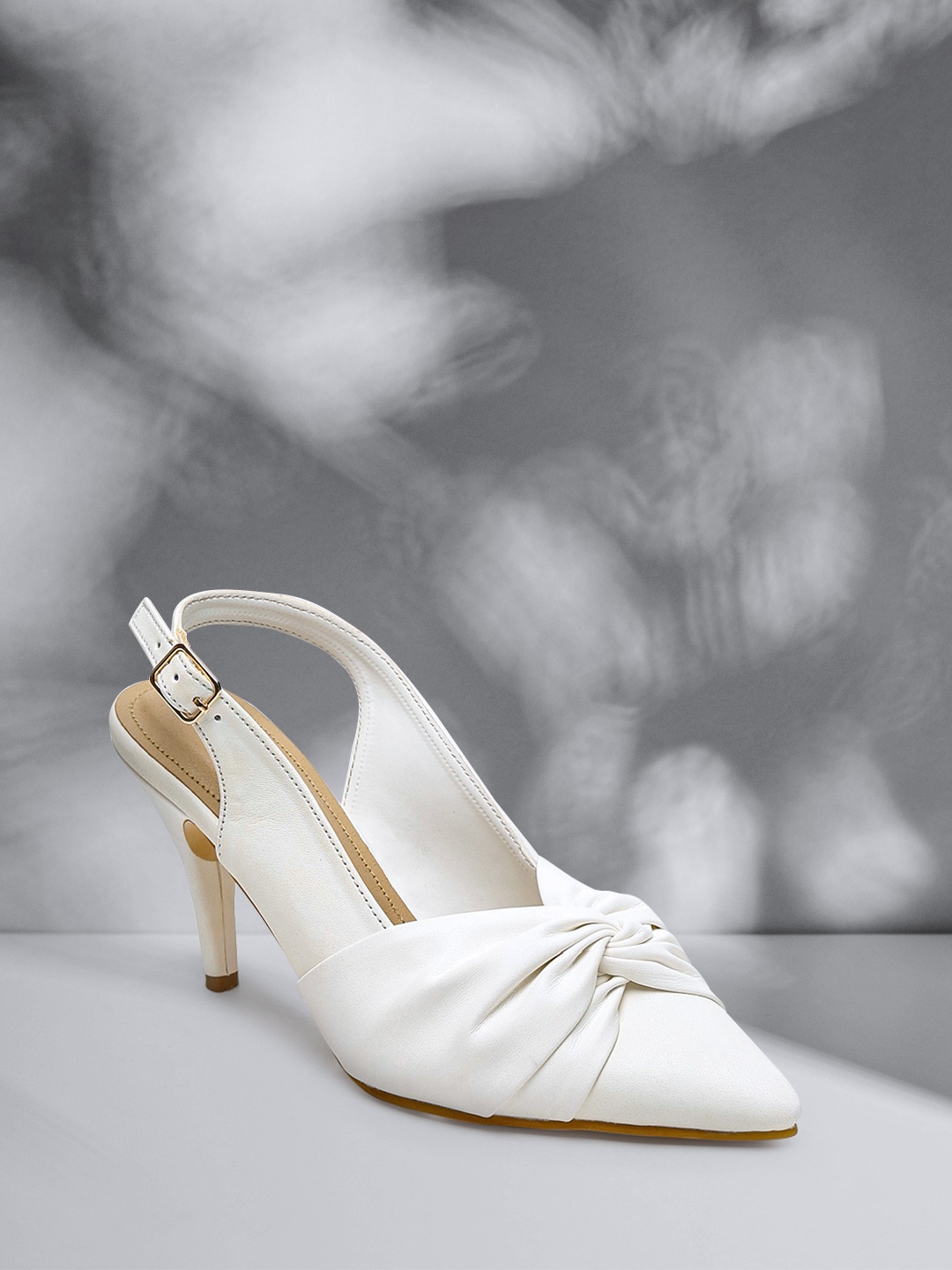 

Flat n Heels White Solid Pumps with Knot Detail