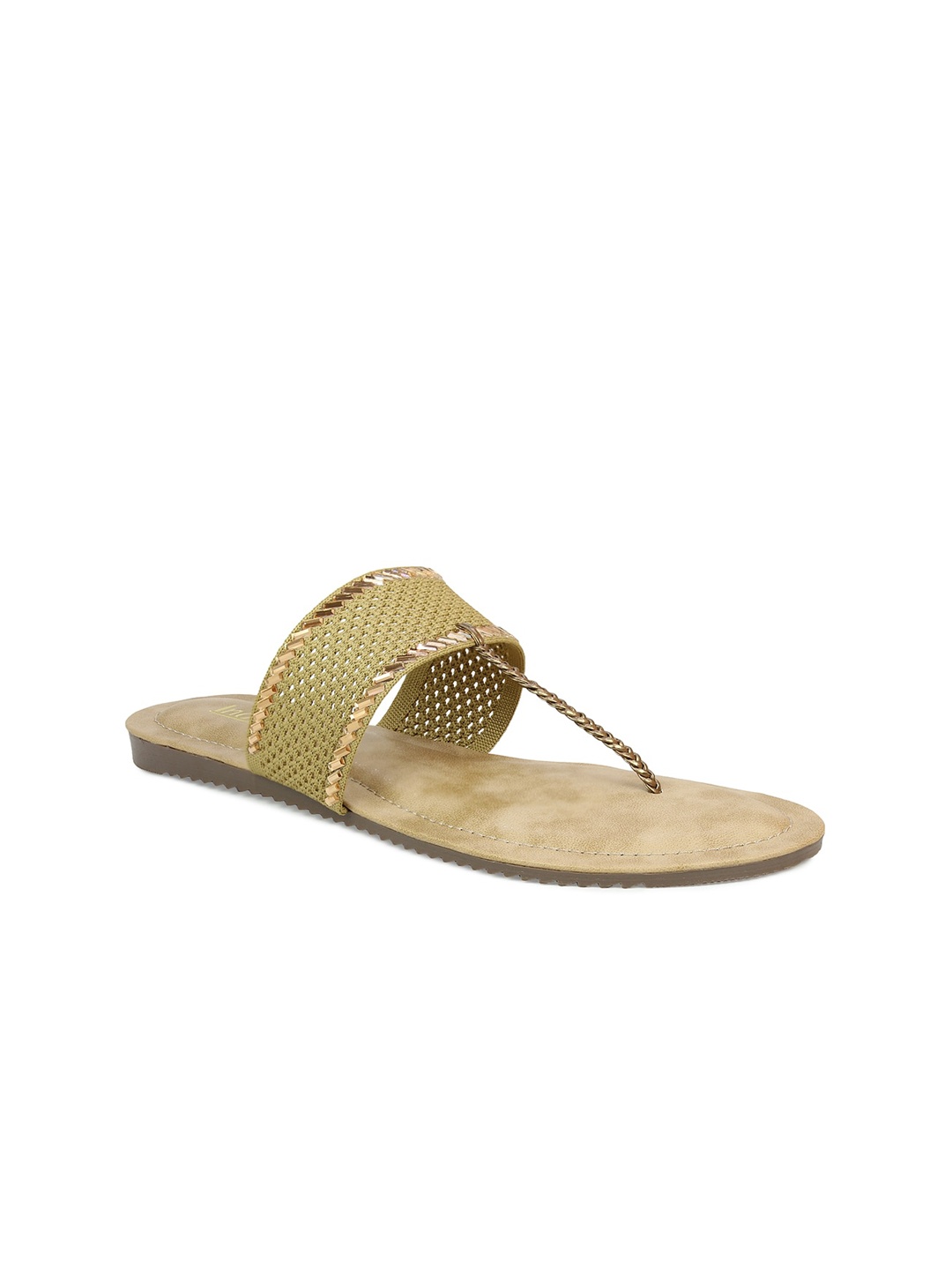 

Inc 5 Women Gold-Toned Ethnic Open Toe Flats