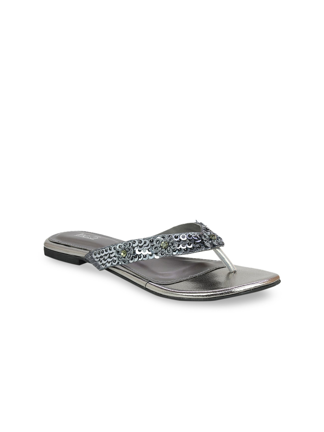 

Inc 5 Women Grey Embellished Open Toe Flats