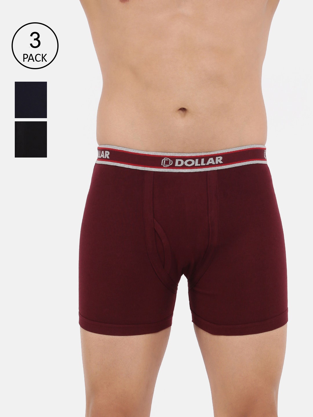 Dollar Bigboss Men Pack of 3 Combed Cotton Knitted Trunk MBTR-07-RIBRSD-PO3-CO1, Assorted