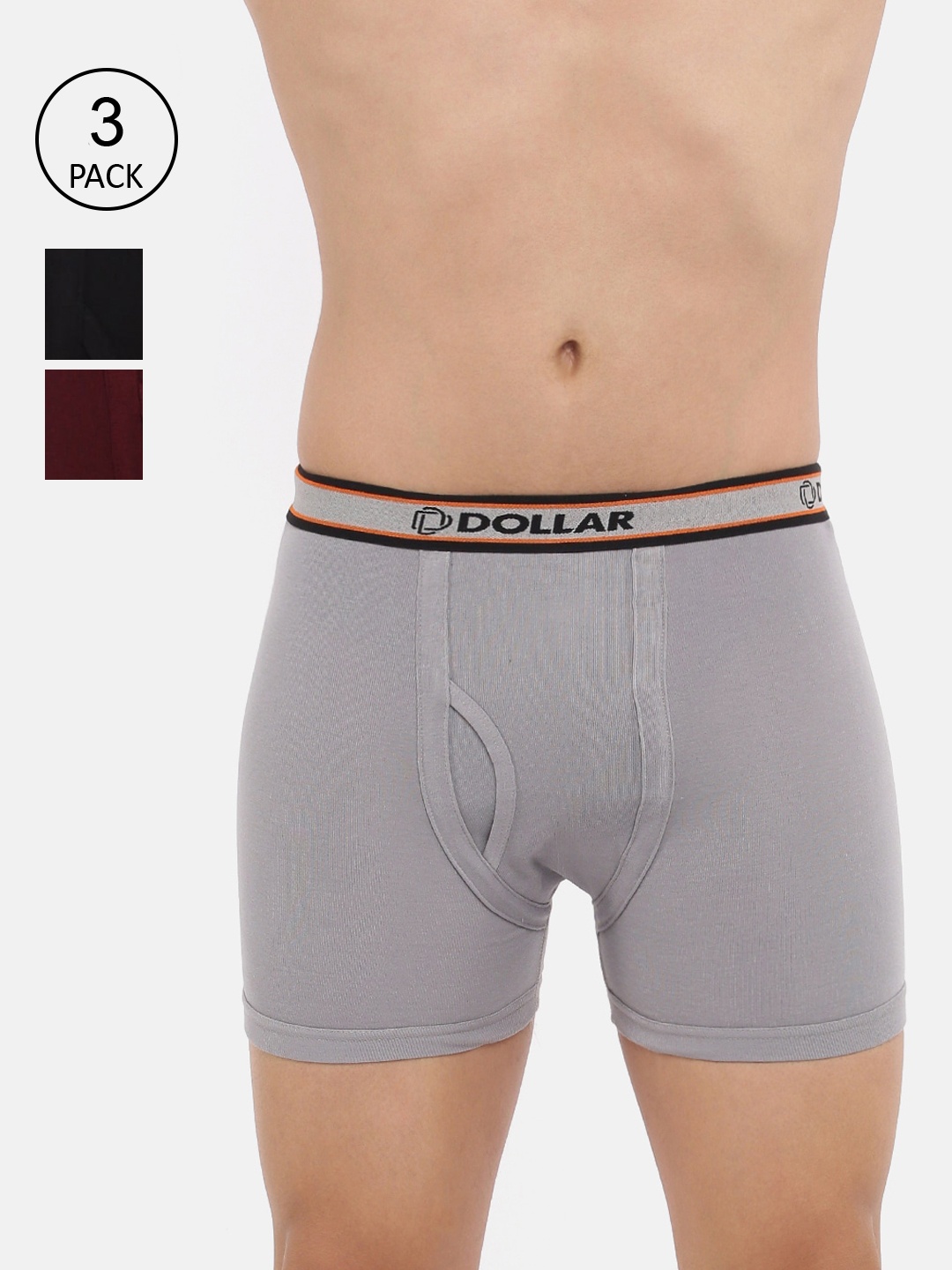 

Dollar Bigboss Men Assorted Pack of 3 Combed Cotton Knitted Trunk