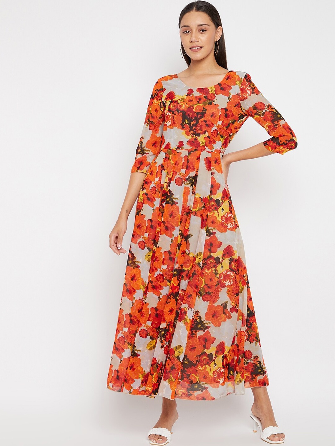 

PANIT Multicoloured Floral Georgette Maxi Dress, Multi