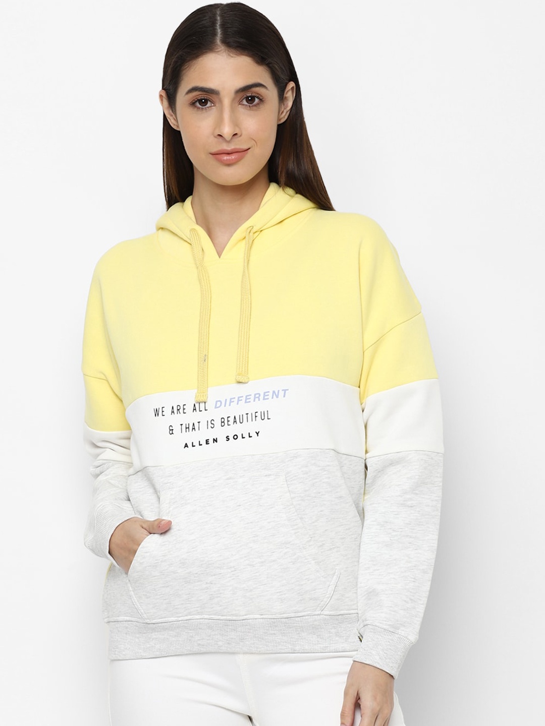 

Allen Solly Woman Women White Colourblocked Hooded Sweatshirt