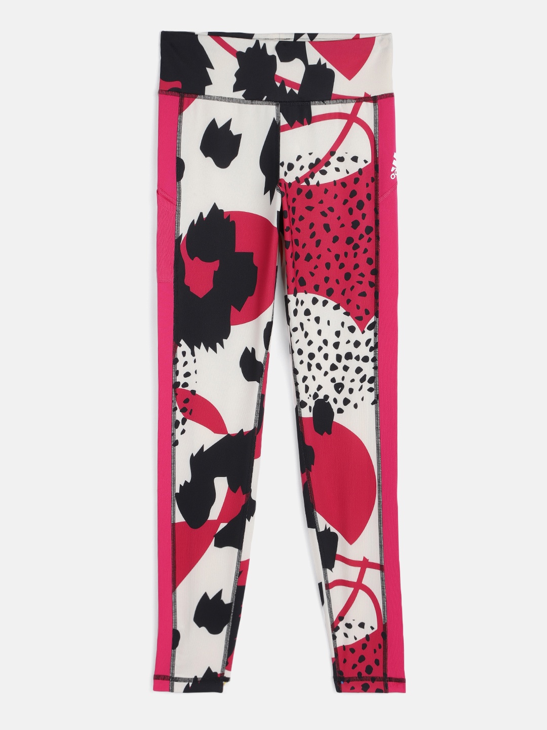 

ADIDAS Girls White & Pink Aeroready Animal Printed External Pocket Stretch Training Sustainable Tights