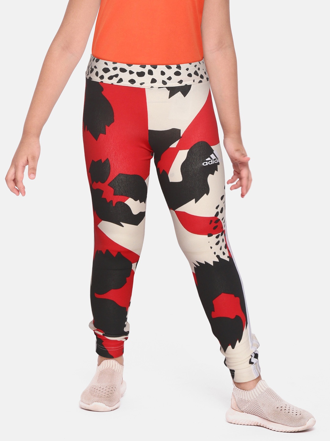 

ADIDAS Girls Red & White 3Stripe AOP Sustainable Tights