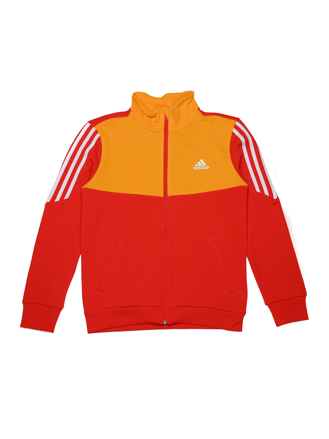 

ADIDAS Boys Red & Orange Colourblocked 3 Stripes FL Track Top Jacket