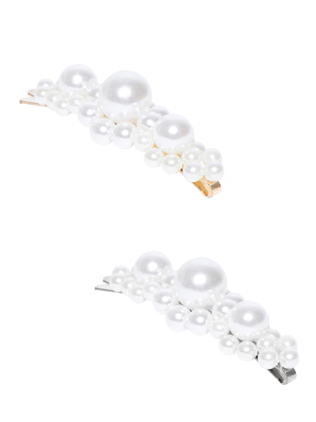 

OOMPH Women White & Gold-Toned Set of 2 Embellished Bobby Pins