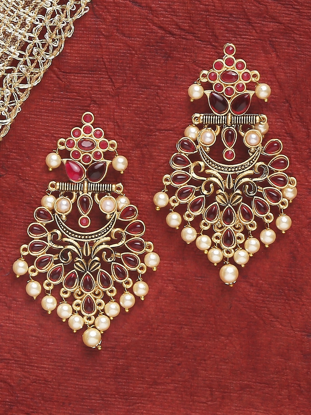 

OOMPH Gold-Toned Floral Chandbalis Earrings