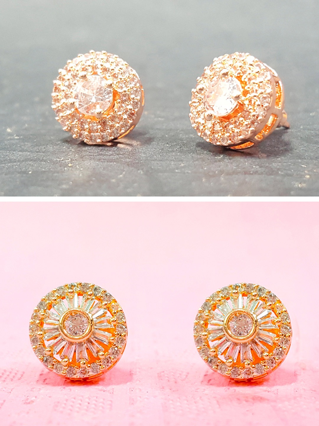 

OOMPH Set of 2 Rose Gold Circular Studs Earrings
