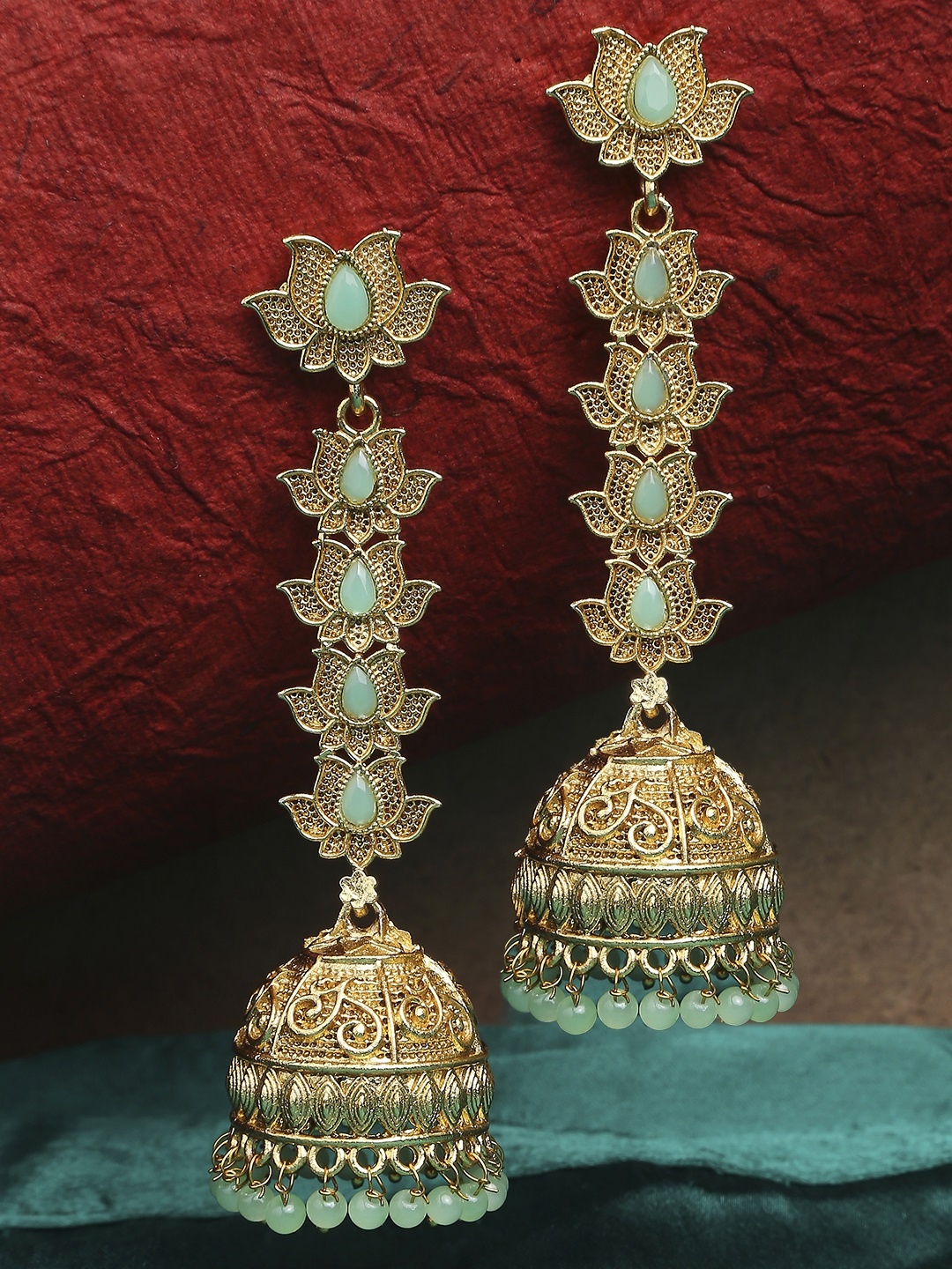 

OOMPH Gold-Toned Floral Jhumkas Earrings