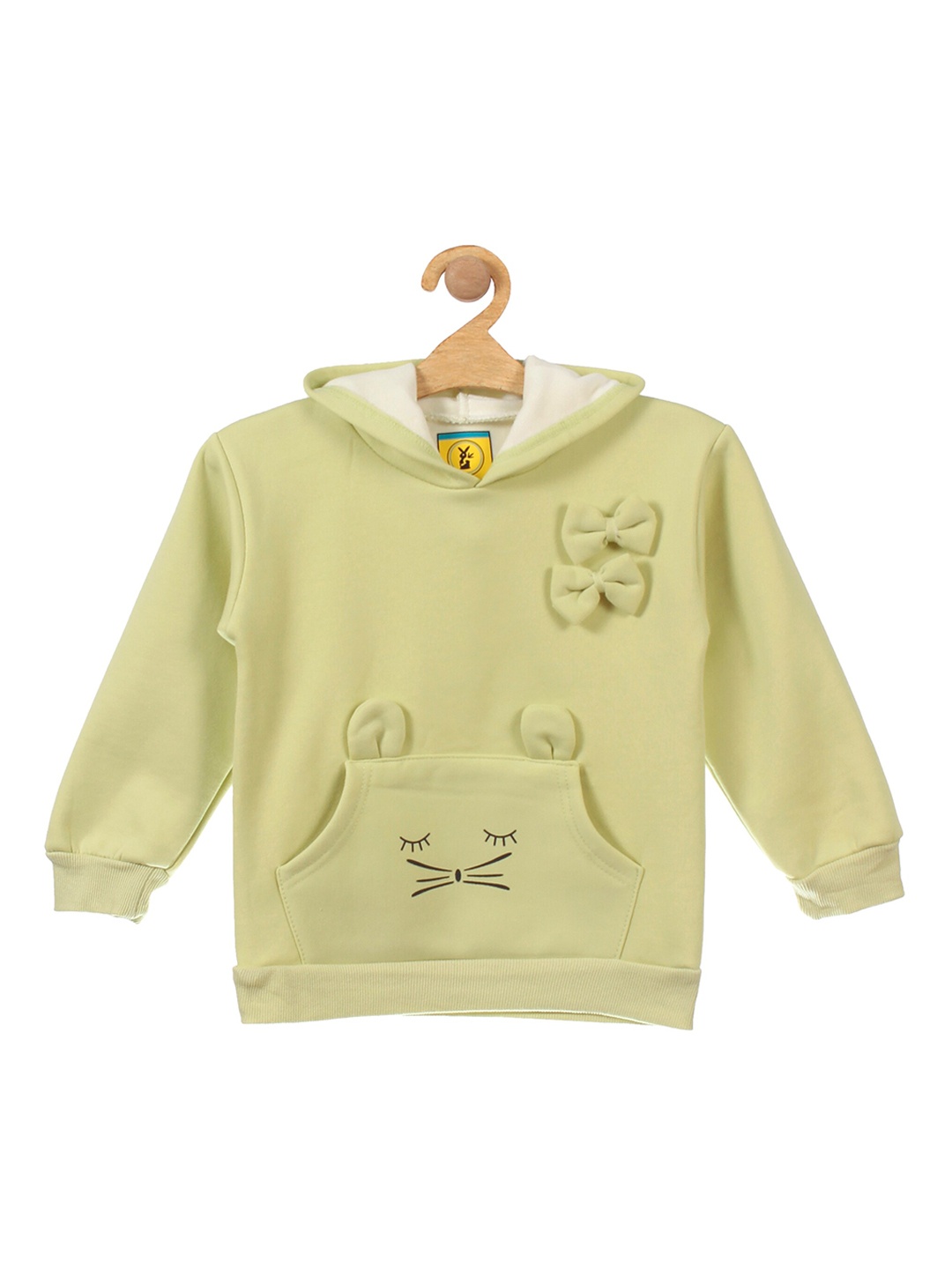 

Lil Lollipop Girls Green Printed Fleece Hooded Sweatshirt