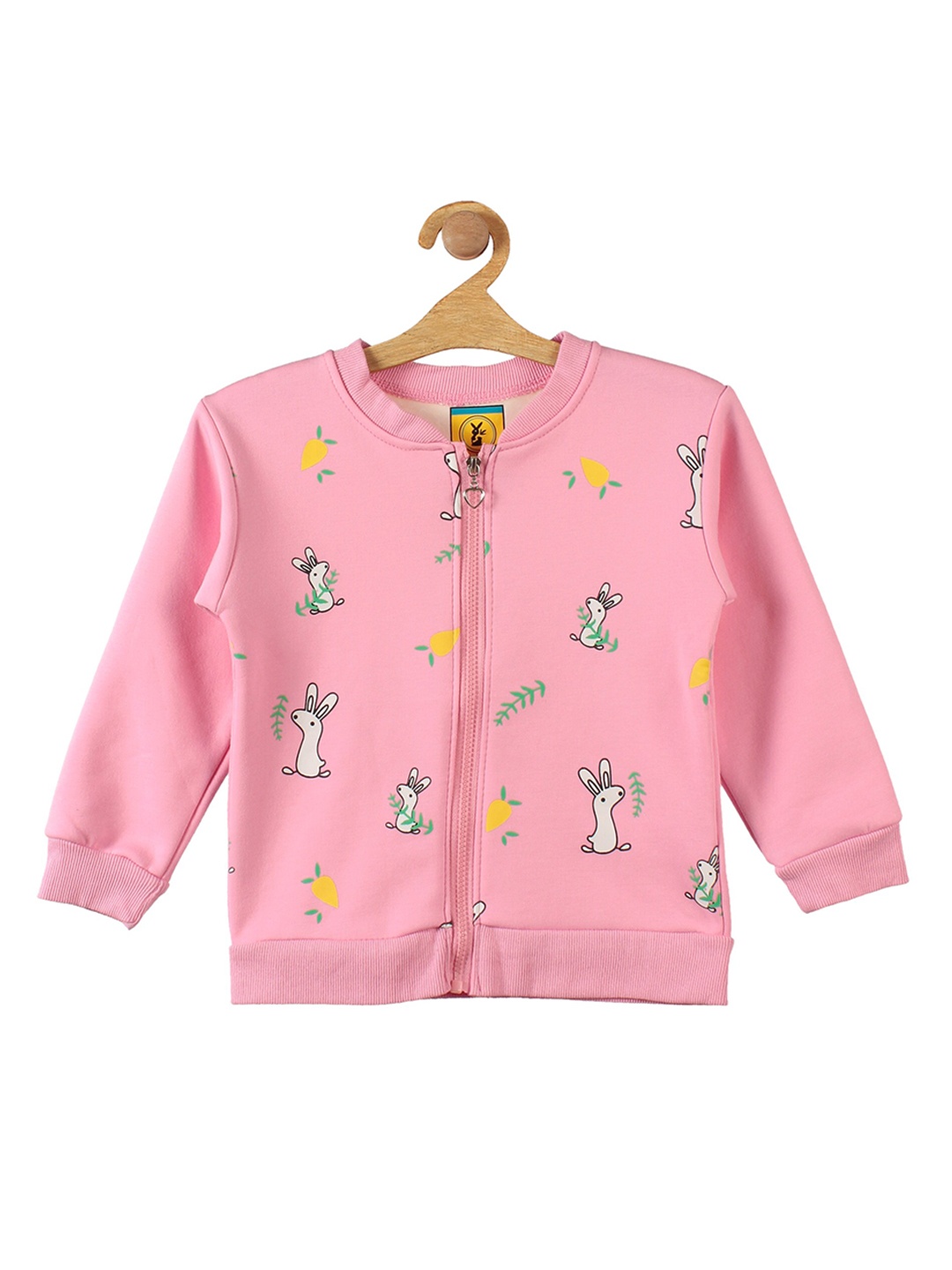 

Lil Lollipop Unisex Kids Pink Rabbit Printed Fleece Sweatshirt