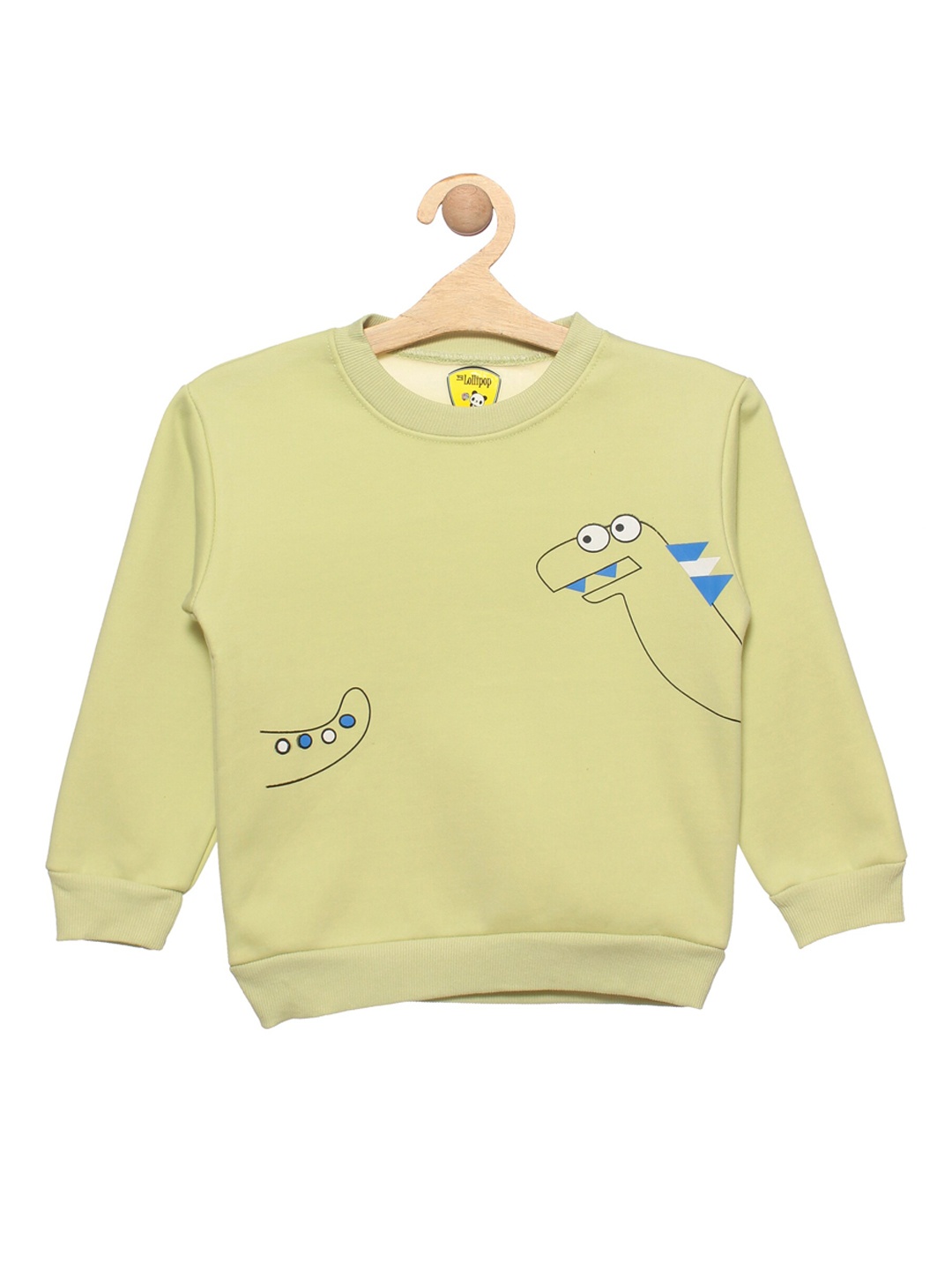 

Lil Lollipop Unisex Kids Green Dinosaur Printed Fleece Sweatshirt