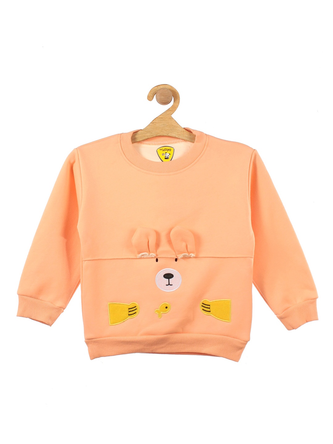 

Lil Lollipop Unisex Kids Orange Bear Printed Fleece Sweatshirt