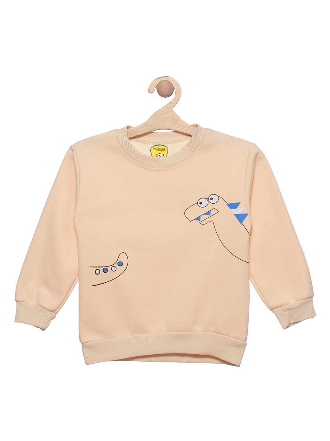 

Lil Lollipop Unisex Kids Cream-Coloured Dinosaur Printed Fleece Sweatshirt