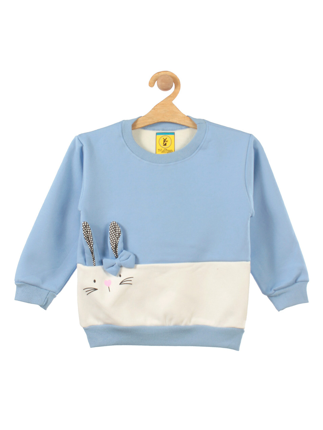 

Lil Lollipop Unisex Kids Blue Colourblocked Rabbit Fleece Sweatshirt