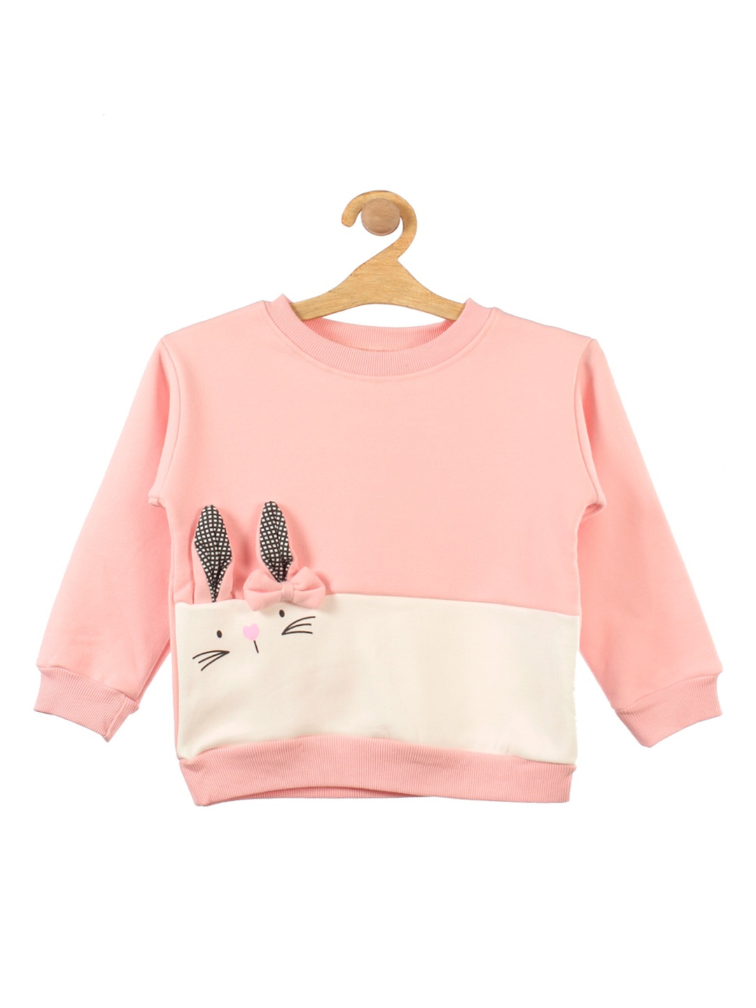 

Lil Lollipop Unisex Kids Pink Colourblocked Rabbit Fleece Sweatshirt