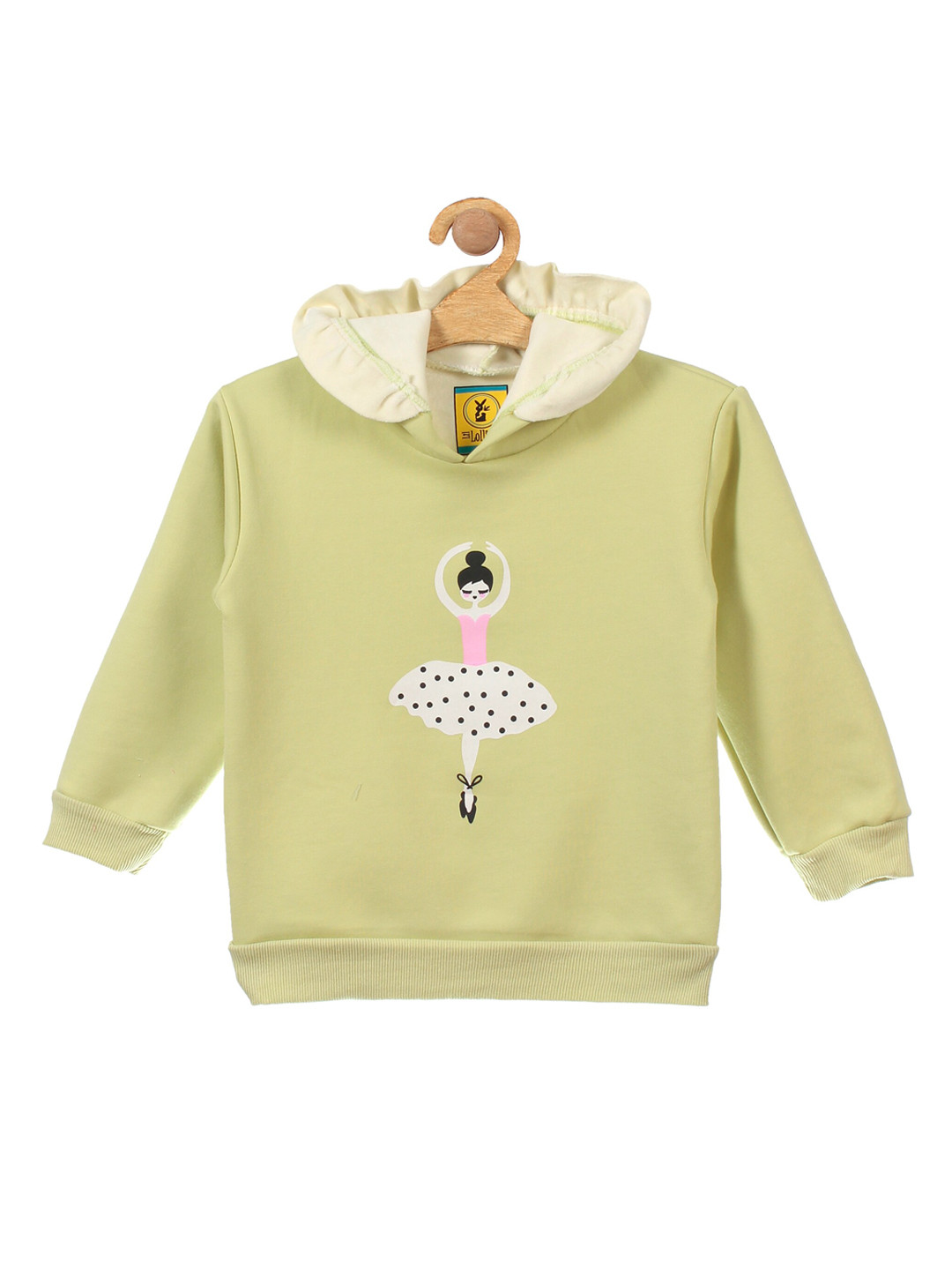 

Lil Lollipop Girls Green Printed Fleece Hooded Sweatshirt