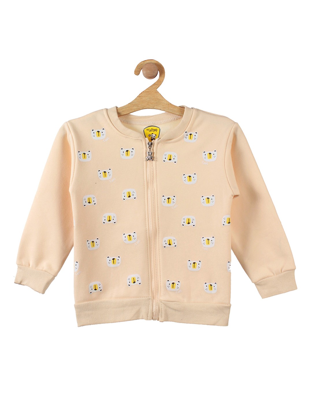 

Lil Lollipop Unisex Kids Cream-Coloured Animal Printed Fleece Sweatshirt
