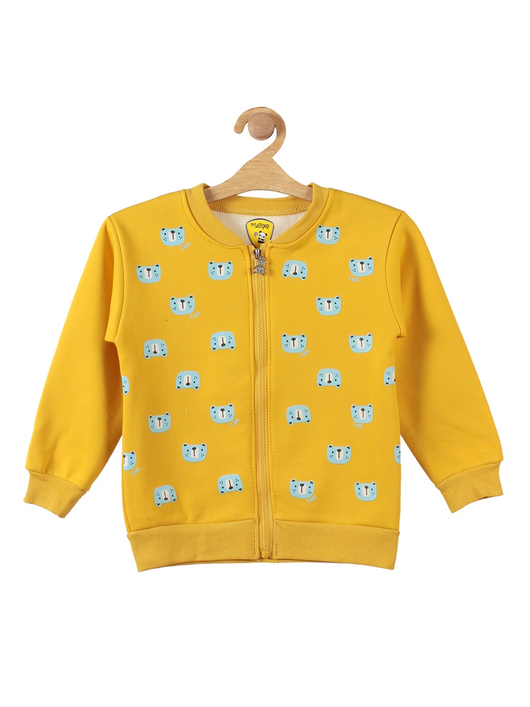 

Lil Lollipop Unisex Kids Mustard Bear Printed Fleece Sweatshirt