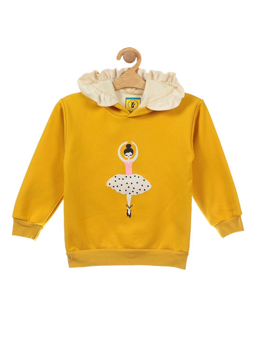 

Lil Lollipop Girls Mustard Printed Fleece Sweatshirt