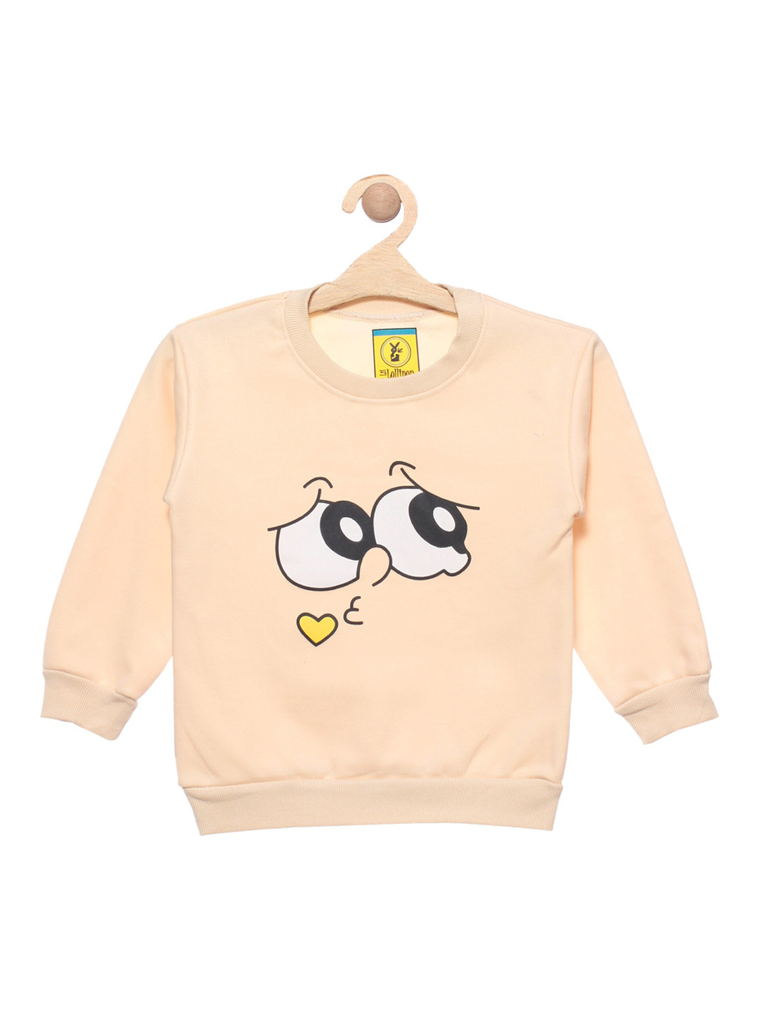 

Lil Lollipop Unisex Kids Cream-Coloured Printed Fleece Sweatshirt